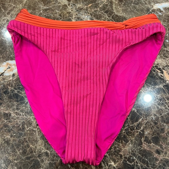 NWT- Trina Turk High Waisted Bikini Bottom- Size 8- Pink/Orange - Picture 1 of 4